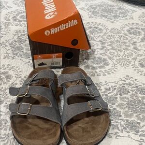 Northside Gray Triple Buckle Sandals